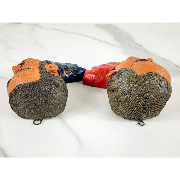 Bust Chinese Asian Oriental Senior Chalkware 5" Wall Decor 80s Wall Hanging x2 - Picture 9 of 14